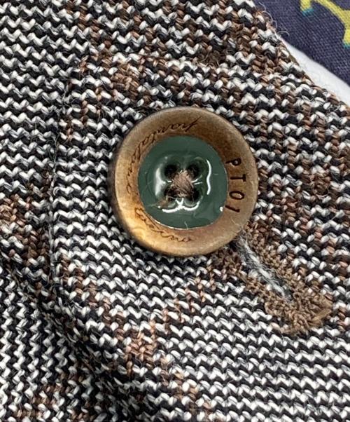 PT TORINO（ピーティートリノ）PT TORINO (ピーティートリノ) チェックスラックス ブラウン×グレー サイズ:SIZE 58の古着・服飾アイテム