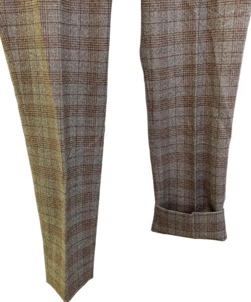 PT TORINO（ピーティートリノ）PT TORINO (ピーティートリノ) チェックスラックス ブラウン×グレー サイズ:SIZE 58の古着・服飾アイテム