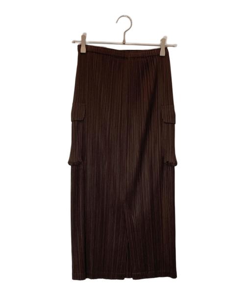 PLEATS PLEASE（プリーツプリーズ）PLEATS PLEASE (プリーツプリーズ) プリーツカーゴポケットスカート ブラウン サイズ:3の古着・服飾アイテム
