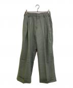 PAUL SMITHポールスミス）の古着「クラシックハウンドトゥース テーパード トラウザーズ」｜グリーン