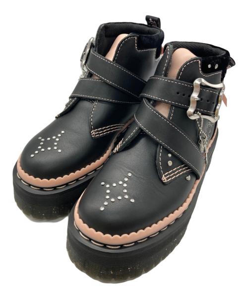 Dr.Martens（ドクターマーチン）Dr.Martens (ドクターマーチン) CAITIE ストラップ ブーツ ブラック×ピンク サイズ:UK3の古着・服飾アイテム