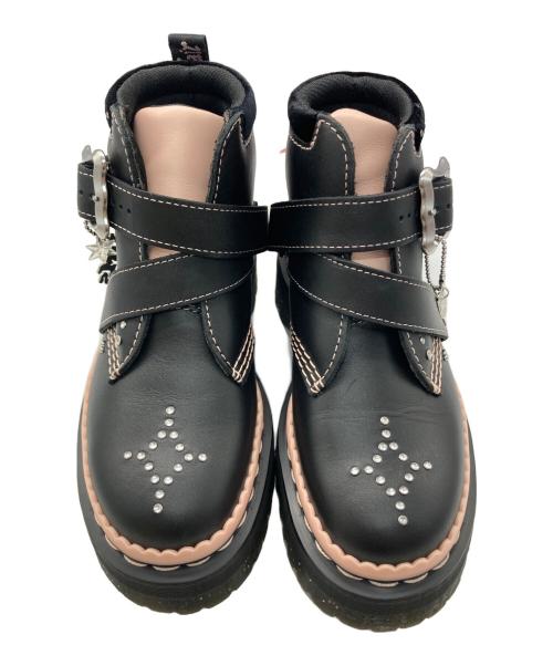 Dr.Martens（ドクターマーチン）Dr.Martens (ドクターマーチン) CAITIE ストラップ ブーツ ブラック×ピンク サイズ:UK3の古着・服飾アイテム