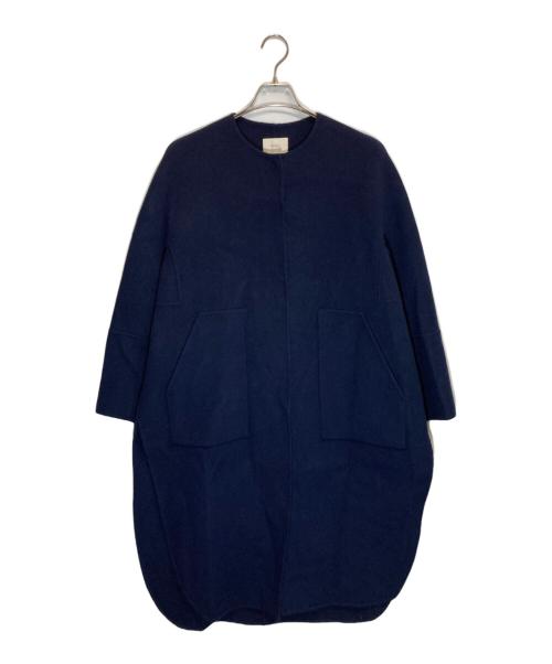 LE PHIL（ル フィル）LE PHIL (ル フィル) ソフトウールリバーノーカラーコート ネイビー サイズ:1の古着・服飾アイテム