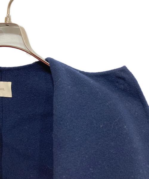LE PHIL（ル フィル）LE PHIL (ル フィル) ソフトウールリバーノーカラーコート ネイビー サイズ:1の古着・服飾アイテム