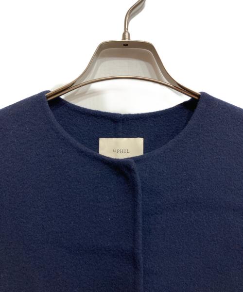 LE PHIL（ル フィル）LE PHIL (ル フィル) ソフトウールリバーノーカラーコート ネイビー サイズ:1の古着・服飾アイテム