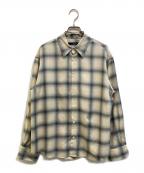 FRAMeWORKフレームワーク）の古着「レーヨンチェックシャツ」｜ブルー×アイボリー