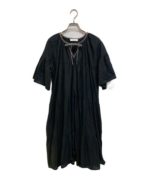 merlette（マーレット）merlette (マーレット) NES DRESS コットン ギャザー ティアード ワンピース ブラック サイズ:-の古着・服飾アイテム