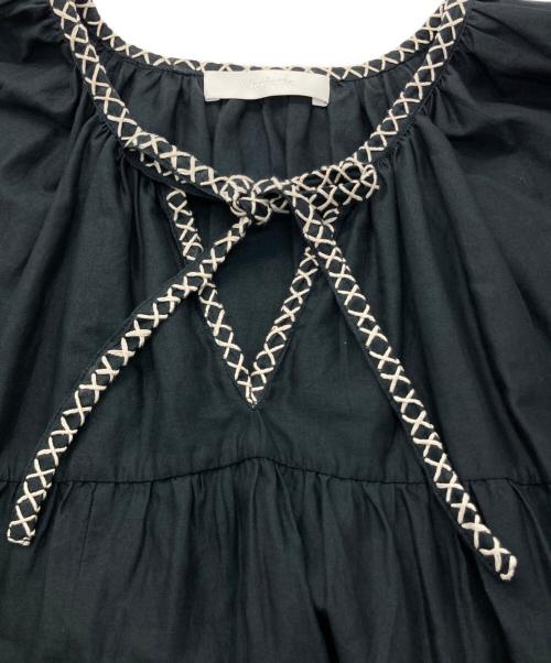 merlette（マーレット）merlette (マーレット) NES DRESS コットン ギャザー ティアード ワンピース ブラック サイズ:-の古着・服飾アイテム