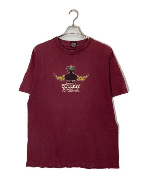 stussy（ステューシー）stussy (ステューシー) スペードロゴtシャツ ボルドー サイズ:Lの古着・服飾アイテム