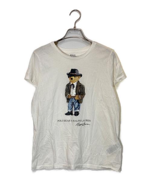 POLO RALPH LAUREN（ポロ・ラルフローレン）POLO RALPH LAUREN (ポロ・ラルフローレン) ダメージ加工ポロベアプリントTシャツ ホワイト サイズ:Ⅿの古着・服飾アイテム