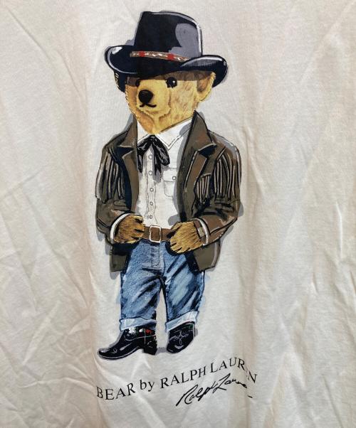 POLO RALPH LAUREN（ポロ・ラルフローレン）POLO RALPH LAUREN (ポロ・ラルフローレン) ダメージ加工ポロベアプリントTシャツ ホワイト サイズ:Ⅿの古着・服飾アイテム