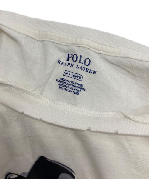 POLO RALPH LAUREN（ポロ・ラルフローレン）POLO RALPH LAUREN (ポロ・ラルフローレン) ダメージ加工ポロベアプリントTシャツ ホワイト サイズ:Ⅿの古着・服飾アイテム