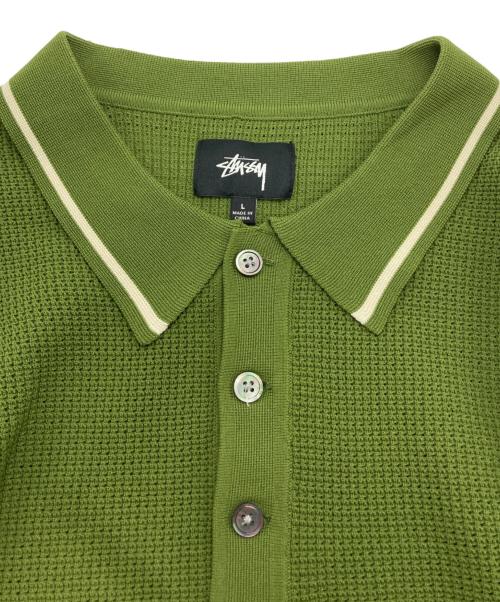 stussy（ステューシー）stussy (ステューシー) ニットポロシャツ グリーン サイズ:SIZE Lの古着・服飾アイテム