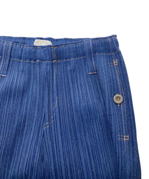 PLEATS PLEASE（プリーツプリーズ）PLEATS PLEASE (プリーツプリーズ) デニムデザインプリーツパンツ ブルー サイズ:2の古着・服飾アイテム