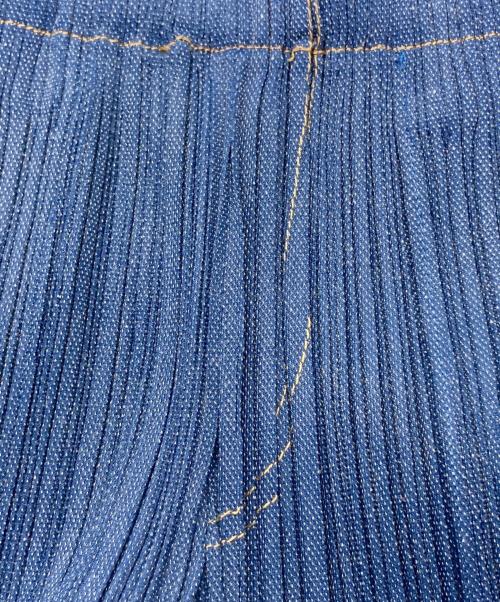 PLEATS PLEASE（プリーツプリーズ）PLEATS PLEASE (プリーツプリーズ) デニムデザインプリーツパンツ ブルー サイズ:2の古着・服飾アイテム