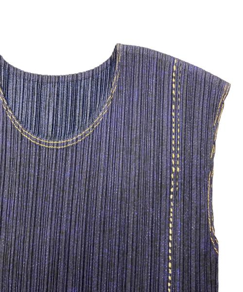 PLEATS PLEASE（プリーツプリーズ）PLEATS PLEASE (プリーツプリーズ) 転写グラデーションプリーツワンピース ブルー×ネイビー サイズ:3の古着・服飾アイテム