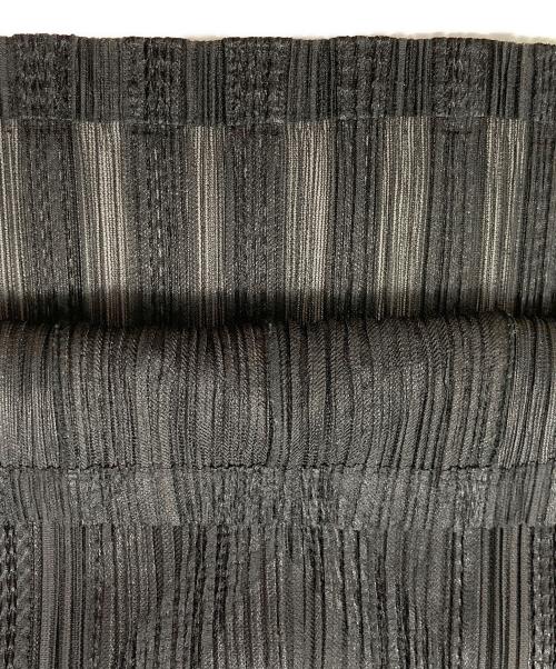 PLEATS PLEASE（プリーツプリーズ）PLEATS PLEASE (プリーツプリーズ) シアーストライププリーツカットソー ブラック サイズ:3の古着・服飾アイテム