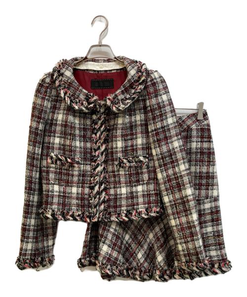 TO BE CHIC（トゥービーシック）TO BE CHIC (トゥービーシック) ツイードセットアップ レッド×ブラック サイズ:SIZE 42の古着・服飾アイテム
