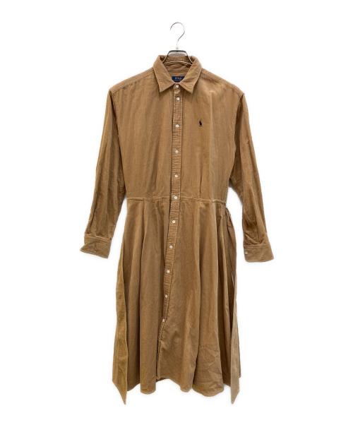 POLO RALPH LAUREN（ポロ・ラルフローレン）POLO RALPH LAUREN (ポロ・ラルフローレン) コーデュロイ ベルテッド シャツドレス ベージュ サイズ:8の古着・服飾アイテム
