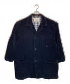 PAPASパパス）の古着「裏チェックコーデュロイコート」｜ネイビー