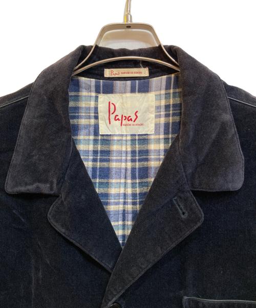 PAPAS（パパス）PAPAS (パパス) 裏チェックコーデュロイコート ネイビー サイズ:SIZE Lの古着・服飾アイテム