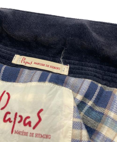 PAPAS（パパス）PAPAS (パパス) 裏チェックコーデュロイコート ネイビー サイズ:SIZE Lの古着・服飾アイテム