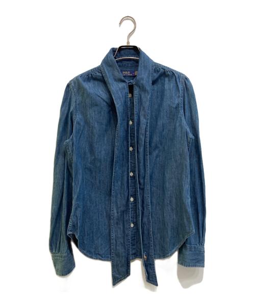 POLO RALPH LAUREN（ポロ・ラルフローレン）POLO RALPH LAUREN (ポロ・ラルフローレン) デニムボウタイブラウス インディゴ サイズ:6の古着・服飾アイテム