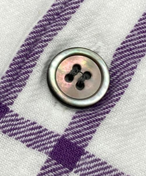 UNUSED（アンユーズド）UNUSED (アンユーズド) Fringe Short Sleeve Check Shirt パープル サイズ:2の古着・服飾アイテム