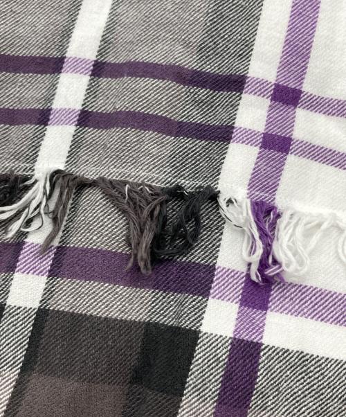 UNUSED（アンユーズド）UNUSED (アンユーズド) Fringe Short Sleeve Check Shirt パープル サイズ:2の古着・服飾アイテム