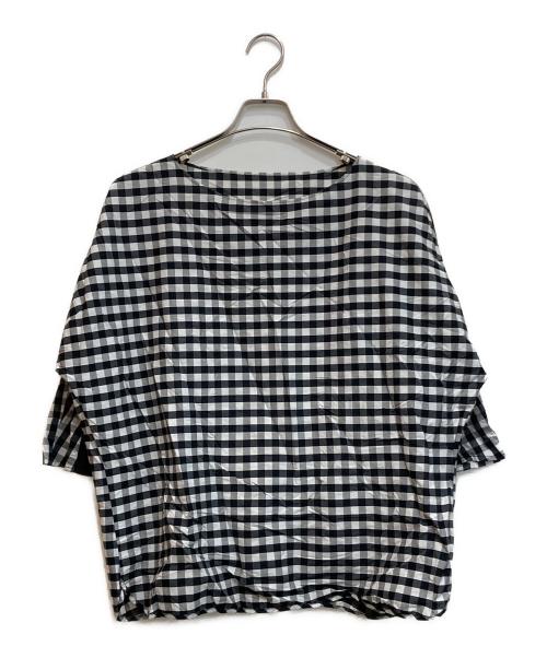 BEARDSLEY（ビアズリー）BEARDSLEY (ビアズリー) チェック ドルマンスリーブ ブラウス ホワイト×ブラック サイズ:SIZE Freeの古着・服飾アイテム