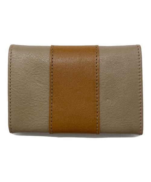 IL BISONTE（イル ビゾンテ）IL BISONTE (イル ビゾンテ) ボーダーコンビネーションレザーカードケース ベージュの古着・服飾アイテム