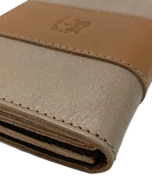 IL BISONTE（イル ビゾンテ）IL BISONTE (イル ビゾンテ) ボーダーコンビネーションレザーカードケース ベージュの古着・服飾アイテム