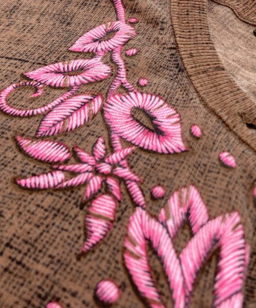 LOUIS VUITTON（ルイ ヴィトン）LOUIS VUITTON (ルイ ヴィトン) クルーネック刺繍カーディガン ブラウン サイズ:Ｓの古着・服飾アイテム