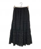 IENAイエナ）の古着「コットンレースティアードスカート」｜ブラック