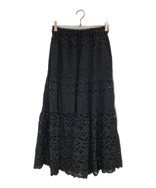 IENA（イエナ）IENA (イエナ) コットンレースティアードスカート ブラック サイズ:36の古着・服飾アイテム
