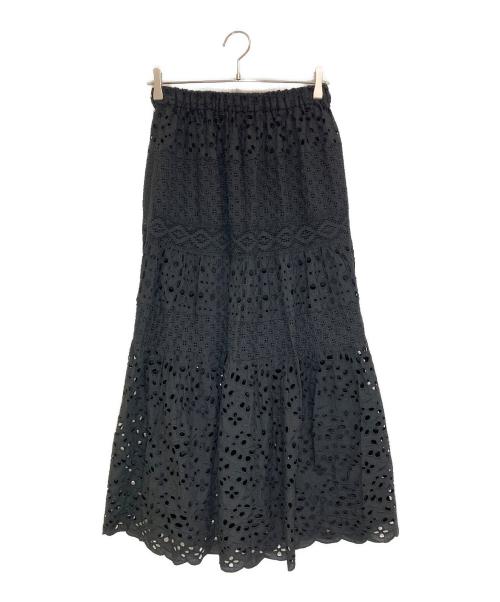 IENA（イエナ）IENA (イエナ) コットンレースティアードスカート ブラック サイズ:36の古着・服飾アイテム