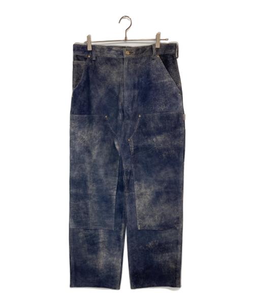 seven by seven（セブンバイセブン）SEVEN BY SEVEN (セブンバイセブン) LEATHER DOUBLE KNEE PANTS ネイビー サイズ:Lの古着・服飾アイテム