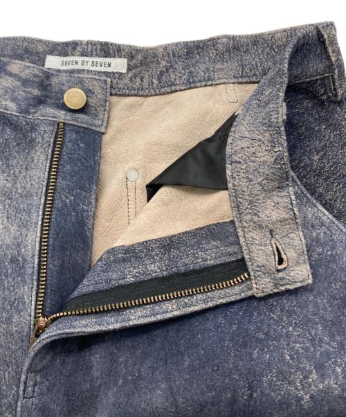 seven by seven（セブンバイセブン）SEVEN BY SEVEN (セブンバイセブン) LEATHER DOUBLE KNEE PANTS ネイビー サイズ:Lの古着・服飾アイテム