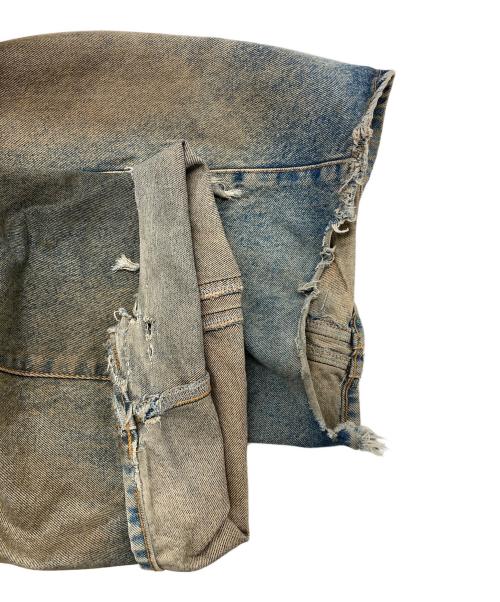 NVRFRGT（ネヴァーフォーゲット）NVRFRGT (ネヴァーフォーゲット) 3D Twisted Wide Leg Jeans ブルー×ブラウン サイズ:1の古着・服飾アイテム