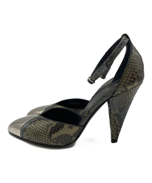 CELINE（セリーヌ）CELINE (セリーヌ) パイソンヒールパンプス カーキ サイズ:35.5の古着・服飾アイテム