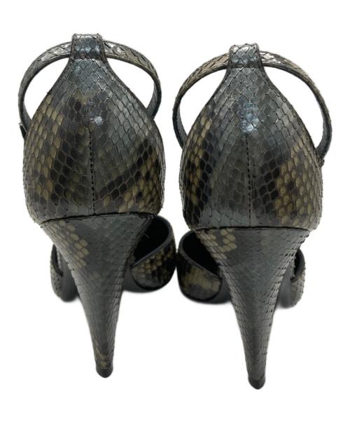 CELINE（セリーヌ）CELINE (セリーヌ) パイソンヒールパンプス カーキ サイズ:35.5の古着・服飾アイテム