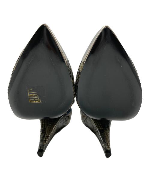 CELINE（セリーヌ）CELINE (セリーヌ) パイソンヒールパンプス カーキ サイズ:35.5の古着・服飾アイテム