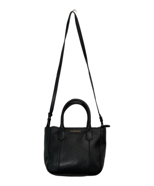 EMPORIO ARMANI（エンポリオアルマーニ）EMPORIO ARMANI (エンポリオアルマーニ) シュリンクレザートートバッグ ブラックの古着・服飾アイテム