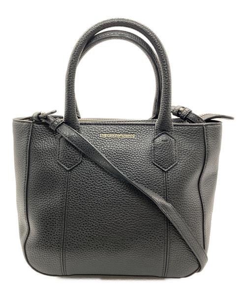 EMPORIO ARMANI（エンポリオアルマーニ）EMPORIO ARMANI (エンポリオアルマーニ) シュリンクレザートートバッグ ブラックの古着・服飾アイテム