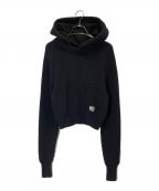 alexanderwang.tアレキサンダーワンティー）の古着「ロゴクロップドニットパーカー」｜ブラック