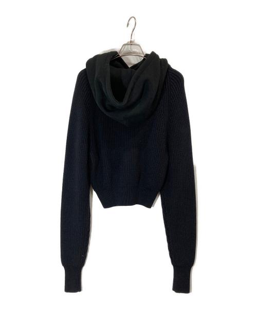 alexanderwang.t（アレキサンダーワンティー）ALEXANDERWANG.T (アレキサンダーワンティー) ロゴクロップドニットパーカー ブラック サイズ:XSの古着・服飾アイテム
