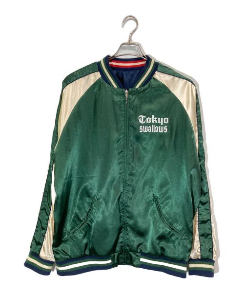 東京ヤクルトスワローズ（トウキョウヤクルトスワローズ）東京ヤクルトスワローズ (トウキョウヤクルトスワローズ) つば九郎スカジャン ネイビー サイズ:XLの古着・服飾アイテム