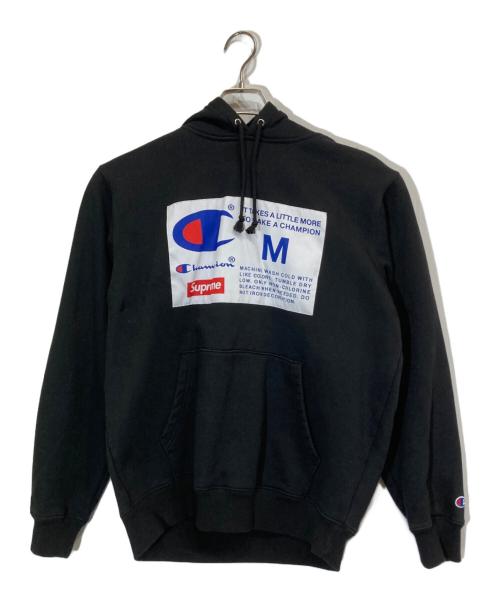 Champion（チャンピオン）Champion (チャンピオン) Supreme (シュプリーム) Label Hooded Sweatshirt ブラック サイズ:Mの古着・服飾アイテム