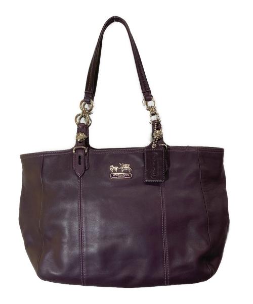 COACH（コーチ）COACH (コーチ) レザートートバッグ パープルの古着・服飾アイテム