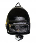 COACHコーチ）の古着「パテント クロスグレーンレザー ミディアム チャーリー バックバッグ」｜ブラック